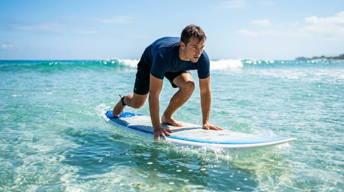comment se lever sur une planche de surf